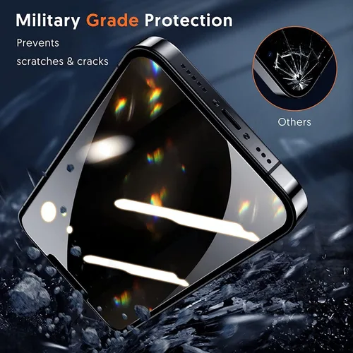 Miniatura 5 de Fotbor Compatible con 2 protectores de pantalla de privacidad para iPhone 14 Plus + 2 protectores de lente de cámara, vidrio templado inastillable