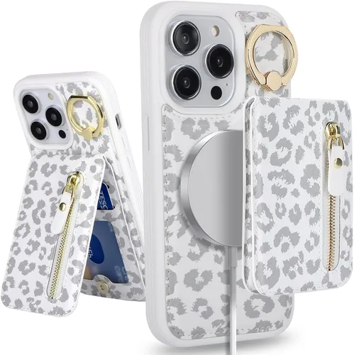 Miniatura 7 de para iPhone 14 Funda con soporte magnético Magsafe compatible, llavero de cuero PU plegable con soporte desmontable, funda tipo cartera 2-en-1