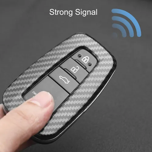 Miniatura 4 de Funda para llavero Toyota, funda de llavero con patrón de fibra de carbono ABS para Toyota Corolla Camry RAV4 Highlander 4Runner Prius CH-R Prado