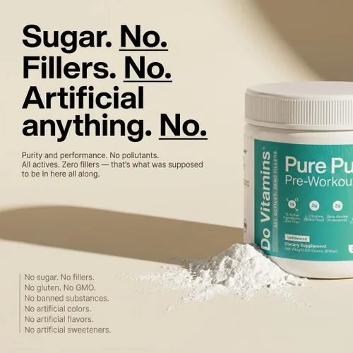 Miniatura 6 de Do Vitamins - PurePump - Polvo de Preentrenamiento Totalmente Natural Sin Sabor para Hombres y Mujeres - Preentrenamiento Limpio con Creatina, BCAA
