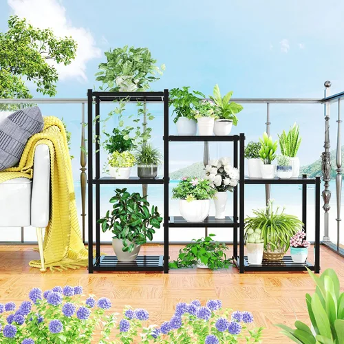 Miniatura 3 de Simple Trending Soporte para plantas para interiores y exteriores, de metal resistente, impermeable, de 7 niveles, para múltiples macetas de flores