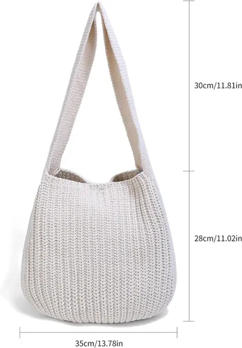Miniatura 18 de ENBEI Bolsos de hombro para mujer Bolsos de ganchillo Bolso de punto grande Bolso de mano estético para la escuela lindo Bolsas de mano Bolsa