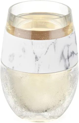 Host Copas de vino de plástico sin tallo - Copa de vino de doble pared aislada FREEZE enfría bebidas con gel congelante, copas de vino para vino