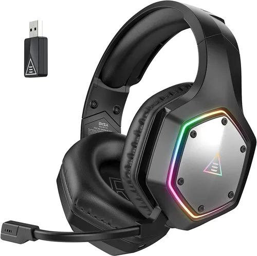 Miniatura 11 de EKSA E1000WT Wireless Gaming Headset,2.4GHz USB Gaming Headphones with Microphone for PC, PS5, PS4, Nintendo Switch, 7.1 Surround Sound Headset, RGB