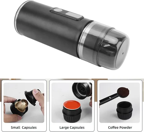 Miniatura 4 de ZJchao Cafetera portátil, 2 en 1, máquina de café universal totalmente automática, cafetera de café con cable de carga tipo C para oficina, camping