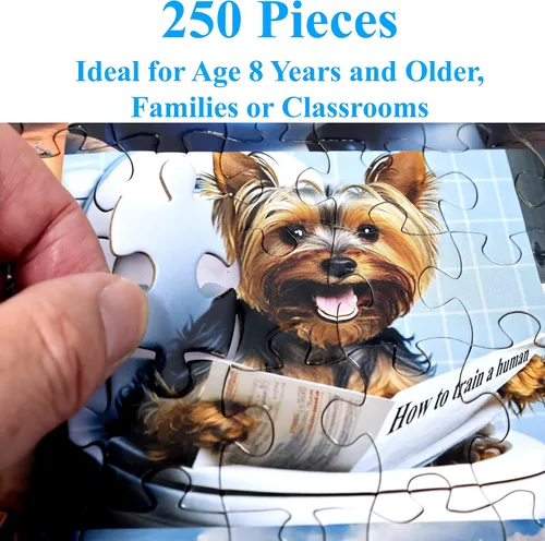 Miniatura 4 de Think2Master Pooping Dogs - Rompecabezas de 250 piezas con conmovedores cachorros y perros. Decoración perfecta para el baño, regalo de broma