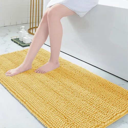 Miniatura 120 de Grandaily Alfombras de baño de felpilla a rayas de 24 x 16 pulgadas, extra gruesas y suaves, absorbentes, parte trasera de goma, alfombra de ducha