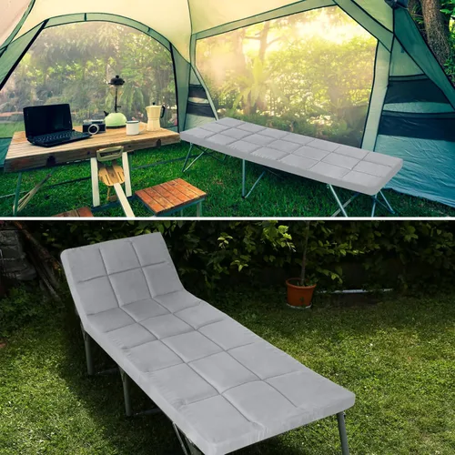 Miniatura 6 de Cubrecolchón para catre (grosor mejorado), almohadillas acolchadas de espuma para camping, almohadilla suave y cómoda para catre, solo la Gris