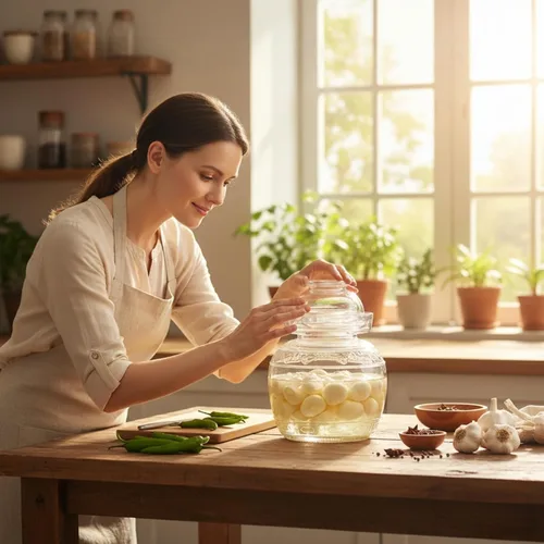 Miniatura 6 de Tarro de vidrio de 1,5 litros con tapa de fermentación, kit de fermentación tradicional con tapa de sellado de agua, tarro de pepinillos