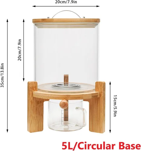 Miniatura 2 de Dispensador de arroz de 5L/7.5L, dispensador de alimentos secos, contenedor de almacenamiento de granos, tanque de vidrio con válvula+tapa+taza