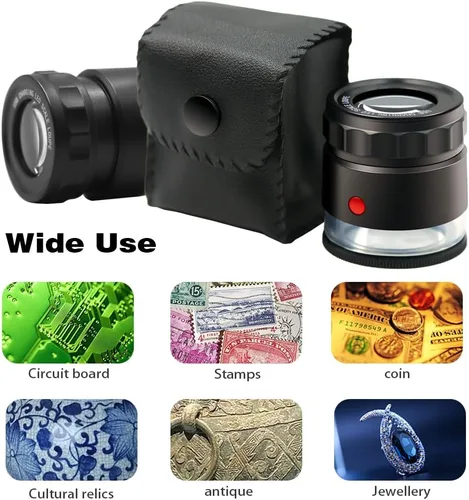 Miniatura 8 de 10 lupas de lupa recargables con luces UV y LED, lazo iluminado para ojos ajustable, lupa de joyería con escala de retícula desmontable