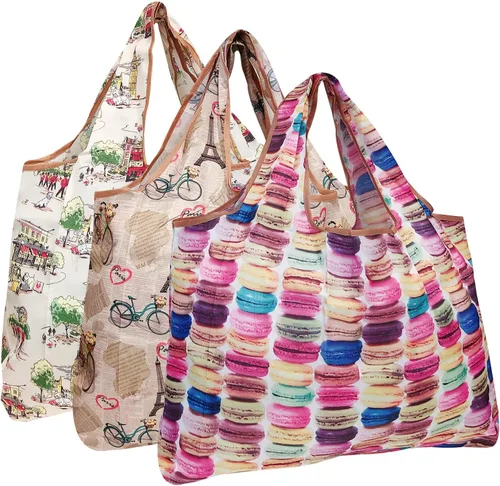 Miniatura 35 de alldyrew - Bolsa plegable para compras, reutilizable de nailon grande, 3 unidades Deliciosos alimentos