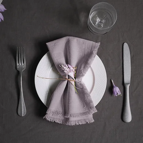 Miniatura 3 de Servilletas de tela hechas a mano 100% de algodón con flecos, delicadas servilletas de tela hechas a mano para cenas, fiestas, bodas y más, 18 x 18