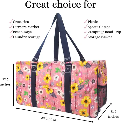 Miniatura 319 de NGIL Bolsa de comestibles reutilizable extra grande plegable de gran tamaño para comestibles, almacenamiento, picnic, playa, Bronco-negro occidental