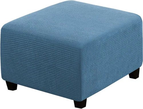 Miniatura 14 de H.VERSAILTEX Funda otomana rectangular de 29 a 34 pies para reposapiés, fundas protectoras para reposapiés, con tela jacquard elástica, gruesa