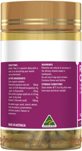 Miniatura 2 de Healthy Care Resveratrol Capsule - 180 Cápsulas