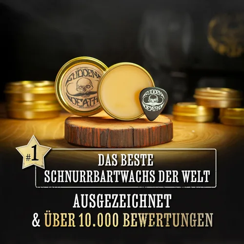 Miniatura 4 de Cera de bigote de fijación fuerte para hombres Cera de barba y bigote Sudden Death de 1oz en lata Perfecta para bigotes de manillar de Death