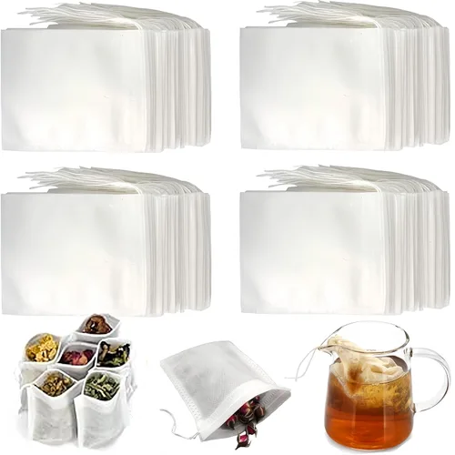 400 bolsas de té desechables para hojas sueltas, bolsas de filtro de té y té, bolsas de té pequeñas con cordón, bolsitas infusoras de té vacías para