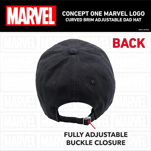 Miniatura 3 de Concept One Marvel Logo - Gorro ajustable de algodón para papá, negro, talla única, Negro