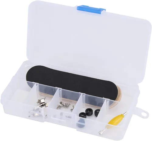 Miniatura 2 de AUNMAS Juego de 1 patineta para dedos, madera de arce + diapasón de aleación con caja, reduce la presión, regalos para niños (negro)