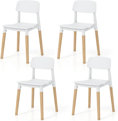 Miniatura 8 de NAFORT Juego de 4 sillas de comedor, modernas sillas de cocina negras con patas de madera maciza, respaldo ergonómico, asiento moldeado más ancho