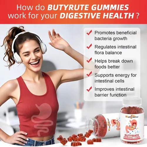 Miniatura 3 de Gomitas de butirato Suplemento para la salud intestinal: butirato con probióticos y fibra prebiótica gomitas para mujeres y hombres sin azúcar Apoyo