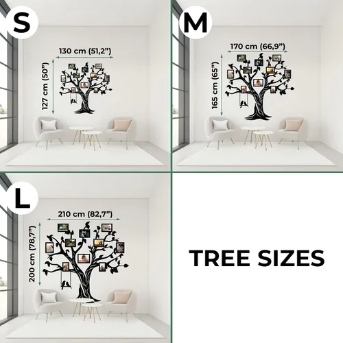 Miniatura 3 de JustLikeWood Calcomanías de pared de árbol genealógico de madera 3D LED de 51 x 50 pulgadas con marco, decoración de pared para sala de estar, Nogal