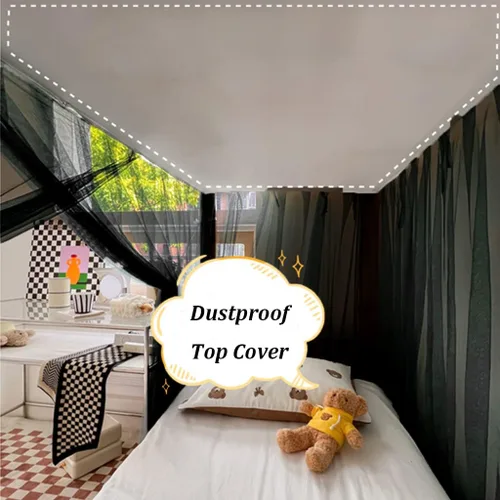 Miniatura 4 de 4 postes esquineros para dormitorio de estudiantes, litera, mosquitera, para cama, cortinas de cama para estudiantes, dormitorio, escuela, Negro