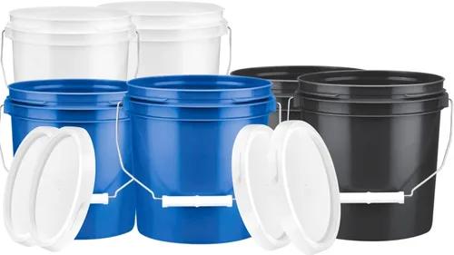 House Naturals Contenedor de plástico de 1 galón con tapa, grado alimenticio, sin BPA, fabricado en Estados Unidos (paquete de 6)
