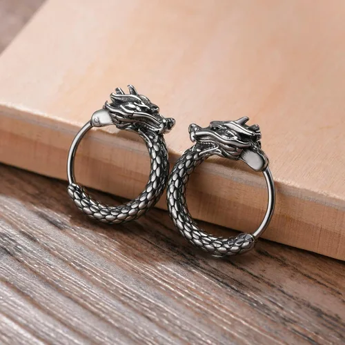 Miniatura 5 de Aretes de aro nórdico vikingo para hombre, 2 pares de amuleto de protección, joyas, regalos de joyería de acero inoxidable para hombre, aretes