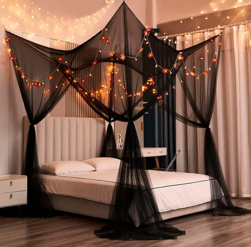 Miniatura 9 de Mengersi Dosel para Cama, Cortinas de Dosel para Cama, Cortinas de Cama para Camas Full Queen King, Red Mosquitera Cortinas de Cama para Patio