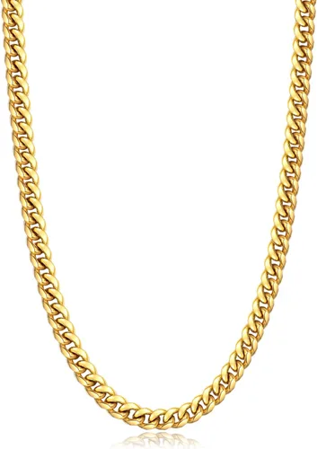 Jewlpire Cadena de plata negra cadena de oro para hombres, niños y mujeres, corte de diamante, cadena de eslabones cubanos de 0.157 in0.236 in,