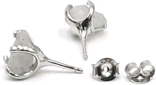 Miniatura 177 de Natural raw gemstone stud earrings with white gold over 925 sterling silver, 6 to 7mm rough genuine quality birthstone gift for her, Uniquelan