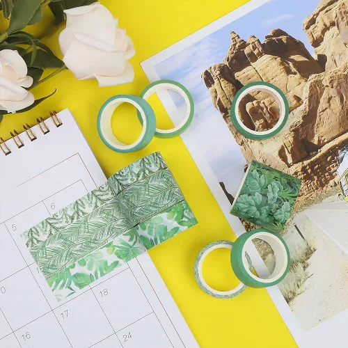 Miniatura 5 de LOMIMOS 12 rollos de cintas Washi, cinta decorativa de cactus floral de plantas verdes para álbumes de recortes, diarios, decoración de bricolaje