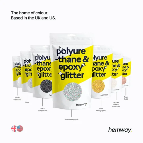 Miniatura 7 de Hemway Purpurina de poliuretano y resina epoxi, 3.5 onzas, aditivo metálico de escamas de cristal para pisos, joyas, vasos, pigmento de vidrio