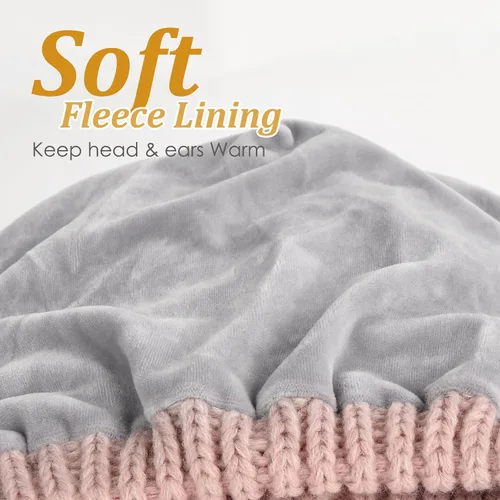 Miniatura 51 de FURTALK Gorros de invierno para mujer, con forro polar, gorro de punto holgado y cálido, gorro de esquí