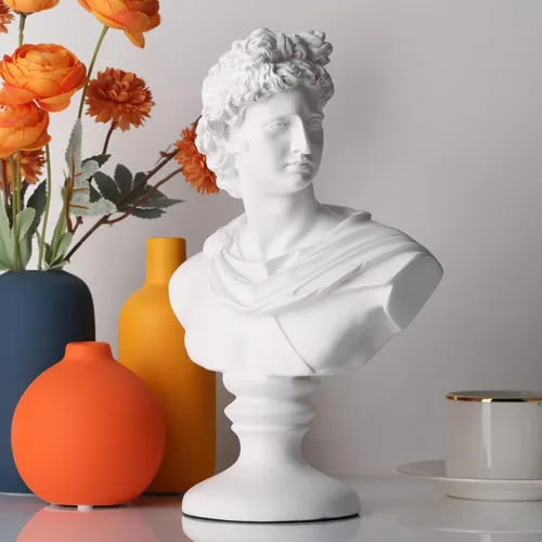Miniatura 6 de XMGZQ Estatua griega de David de 11.8 pulgadas, busto romano clásico para Apolo, escultura de mitología griega grande para decoración del hogar