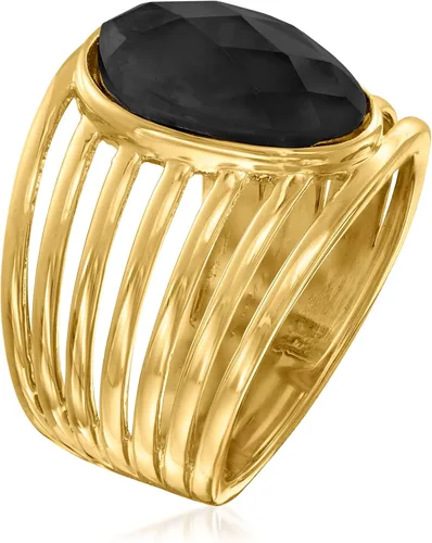 Miniatura 3 de Ross-Simons Anillo multifila de ónix negro en oro de 18 quilates sobre ley, Piedra preciosa, ónix