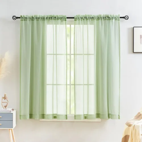 Miniatura 35 de Cortinas para ventana cortinas blancas traslúcidas de 90 pulgadas de largo, 2 paneles de cortinas de tul, paneles de ventana para cortinas de Blanco