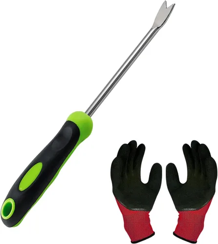 Miniatura 9 de Jiozermi Herramienta de extracción de malezas de mano, herramienta de acero inoxidable en forma de L para jardín, herramienta de desbrozadora