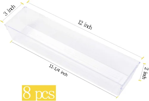 Miniatura 2 de Bandeja organizadora de cajones de plástico transparente para clóset de tocador, bandeja de almacenamiento para maquillaje, utensilios de cocina