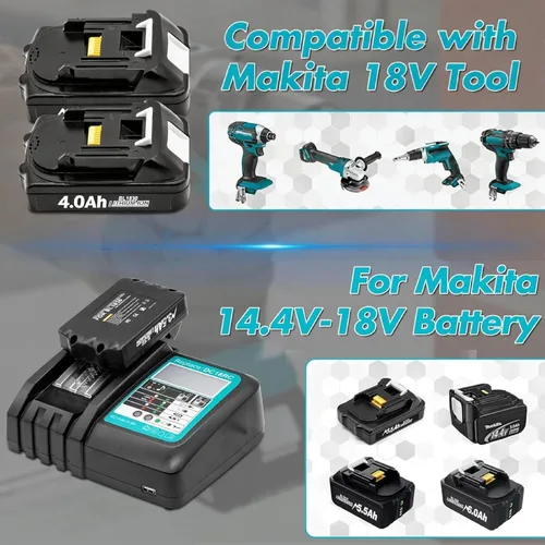 Miniatura 6 de Bonadget Paquete de 1 batería y cargador 4.0Ah BL1815 de 18 V para Makita 18V para cargador de batería de 18 voltios BL1830 BL1850B BL1840B BL1820