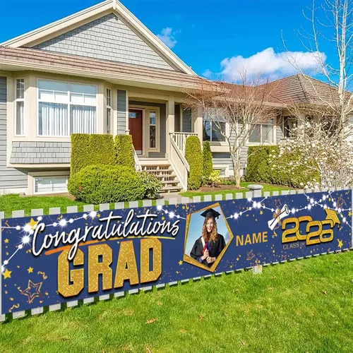 Miniatura 47 de Decoraciones personalizadas para fiestas de graduación 2026 – Cartel de felicitación de graduación grande – Cartel de fondo de graduación