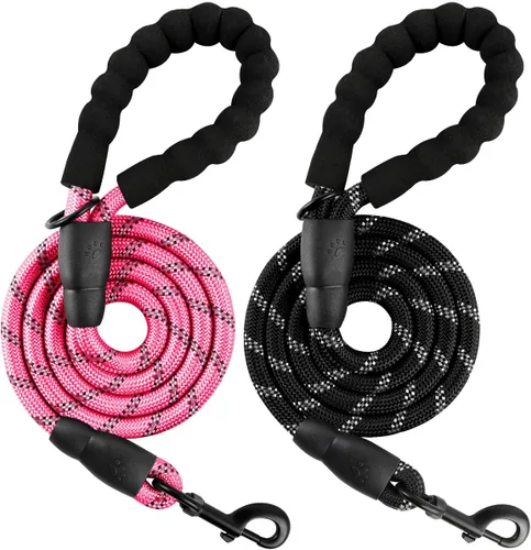 Miniatura 46 de BARKBAY Correas de perro para perros grandes, correa resistente de 4/5/6 pies con cómodo mango acolchado e hilos altamente reflectantes para perros