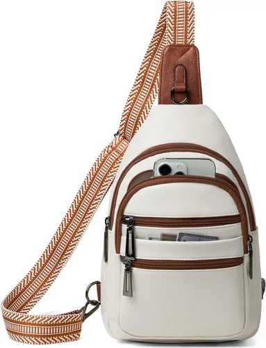 Miniatura 11 de Leresas - Bolsa de 7L para colgarse para mujeres y hombres, 4 bolsillos con cremallera, bolsas de moda estilo bandolera, riñonera, bolso de cuero