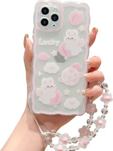 Miniatura 29 de Compatible con iPhone 11 Funda Lindo Dibujos Animados Pequeño Oso Conejo con Lindo Diseño de Cadena para Mujeres Niñas Estético Kawaii Funda Delgada