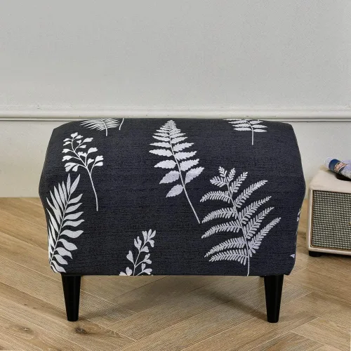 Miniatura 30 de Funda elástica otomana rectangular para taburete, funda de elastano estampada para reposapiés, protector antideslizante para reposapiés, con parte #1