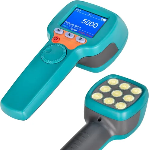 Miniatura 9 de Estroboscopio LED digital que mide 60-49999 RPM/Hz, tacómetro sin contacto con estroboscopio preciso 0.001% Analizador de velocidad del motor