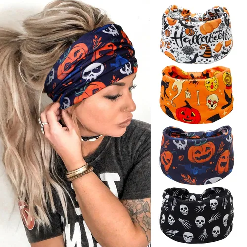 Huachi - Diademas de Halloween para mujer, lindas diademas anudadas para niñas, accesorios para el cabello de diablo, calabaza, calavera, diademas