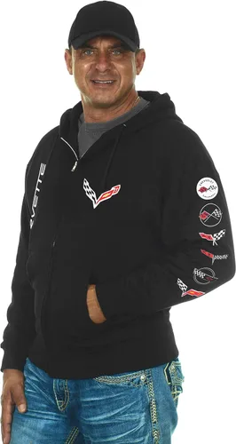 Miniatura 5 de JH DESIGN GROUP Sudaderas con capucha Chevy Corvette para hombre y con cremallera en 6 estilos, Clg6-negro